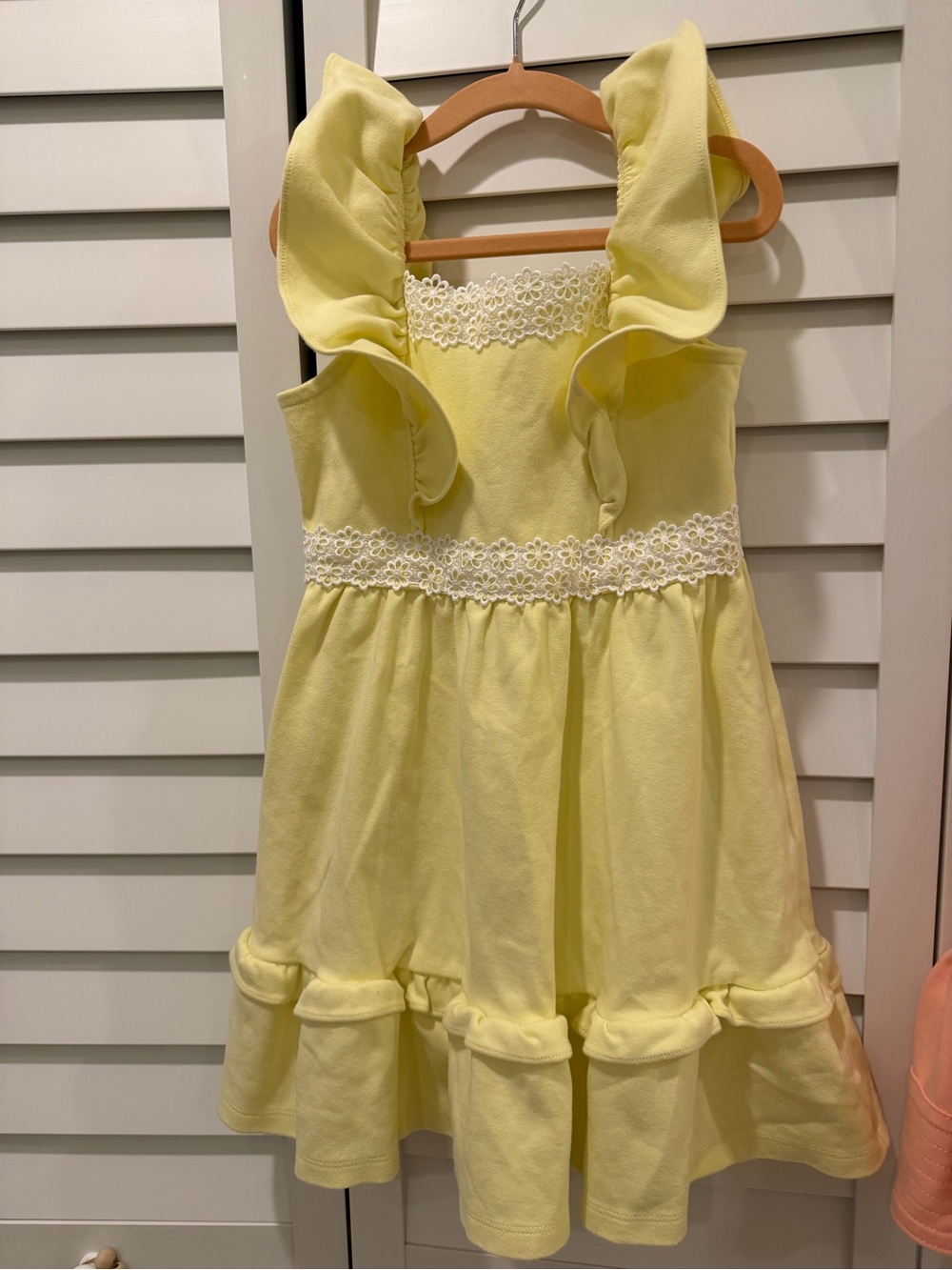 Janie and Jack Yellow Ruffle Dress with Lace Trim